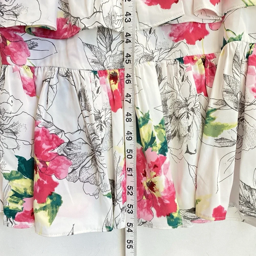 Abercrombie Fitch Maxi Tiered Ruffle Dress MP Pink Floral Strappy Flirty Y2K